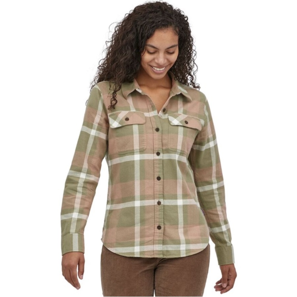 Patagonia Green and Brown Plaid Women's Top